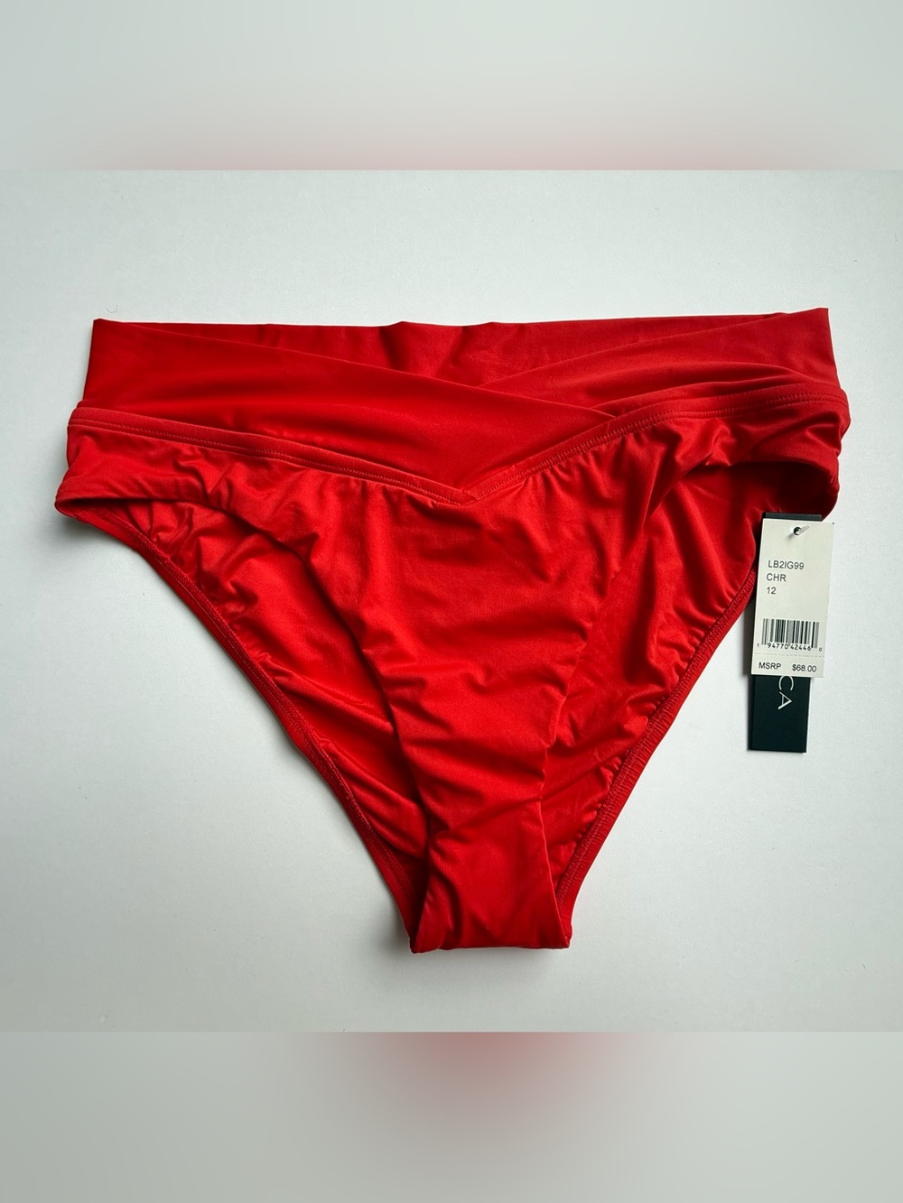 La Blanca High-Waist Red Swim Bottoms $68 12 NWT